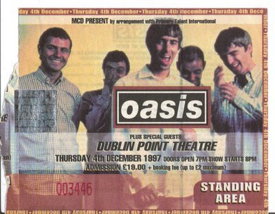 oasis ticket the point december 1997