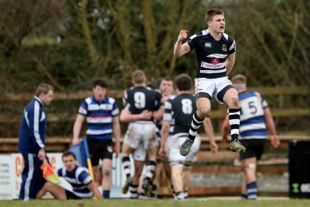 Billy Pope celebrates after his sides scored a late try to equalise the game
