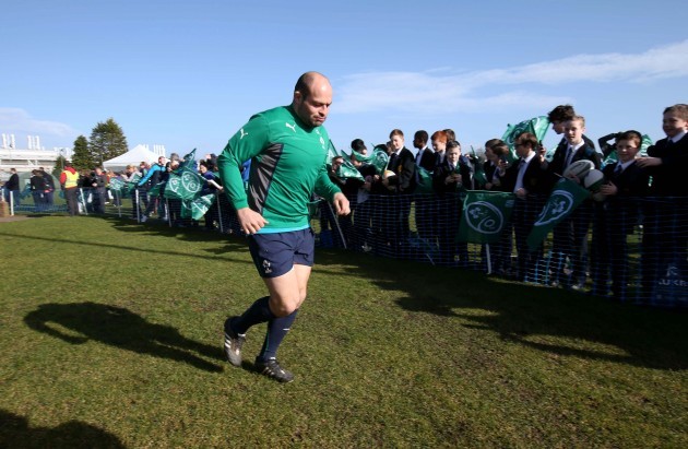 Rory Best makes his way out for training