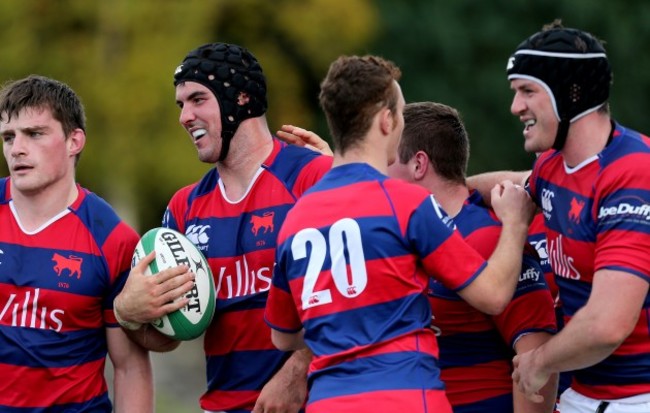 Mick Kearney celebrates scoring his side's fifth try