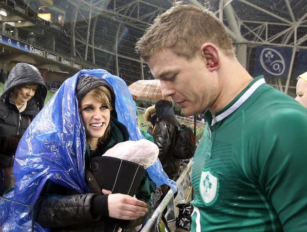 Brian O'Driscoll and his wife Amy Huberman with baby Sadie