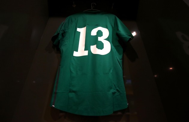 Brian O'Driscoll number 13 jersey hanging in the changing room