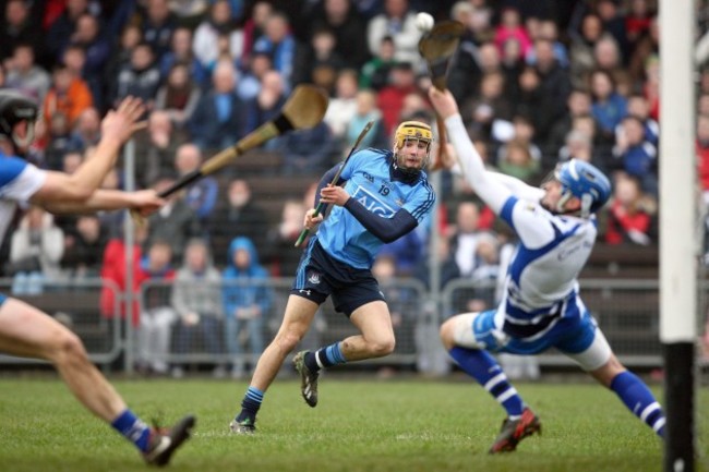 Eamon Dillon has a shot on goal saved by Stephen O'Keeffe