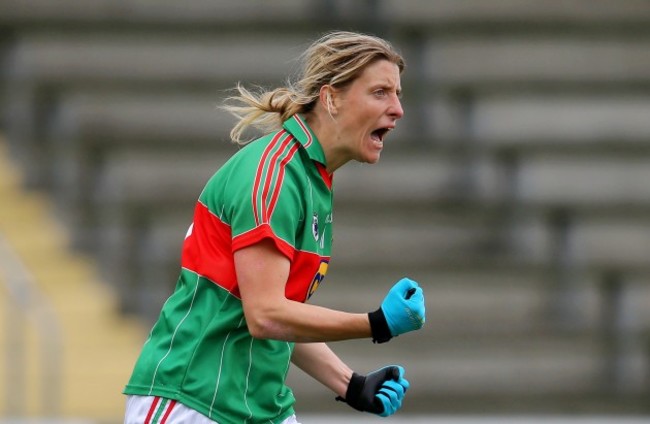 Cora Staunton celebrates scoring a goal