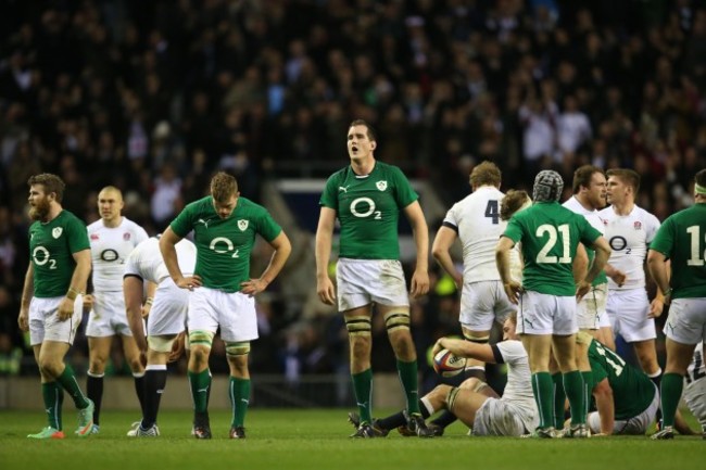 Gordon DÕArcy, Jordi Murphy and Devin Toner after the match