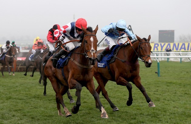 Fingal Bay ridden by Richard Johnson (Right) beats Southfield Theatre ridden by Daryl Jacob on the way to victory