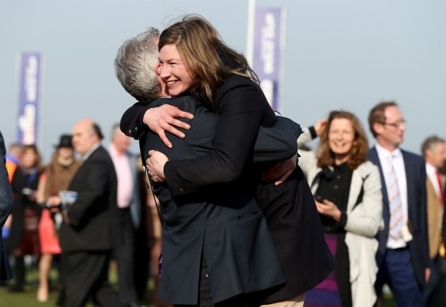 Michael O'Leary and Nina Carberry celebrate
