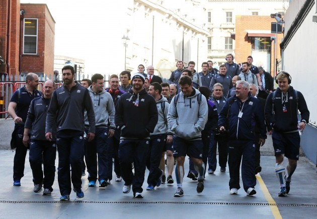 Scotland team make their way into the Millennium Stadium