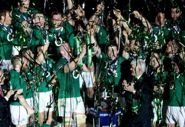 Paul O'Connell lifts the trophy