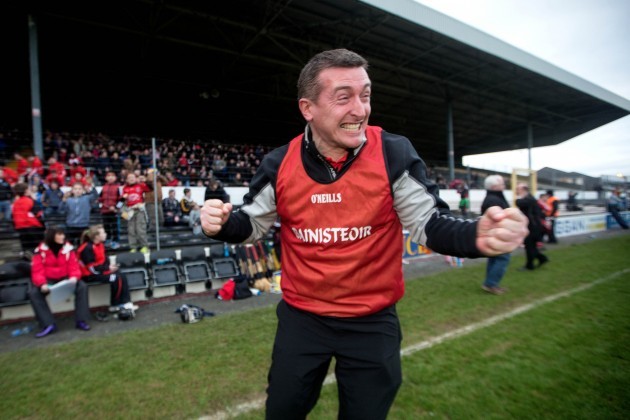 Tom Mullally celebrates at the final whistle