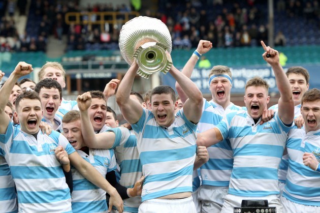 Nick Timoney lifts the Leinster Schools Senior Cup