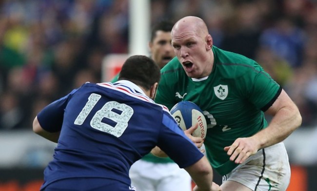 Paul O&Otilde;Connell runs at Rabah Slimani