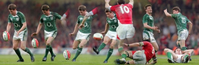 Ronan O'Gara kicks the drop goal to win the Grand Slam for Ireland