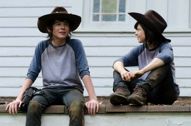 Chandler Riggs and his stunt double :D Yes it is