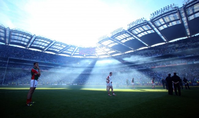 Mayo players dejected at the end of the game