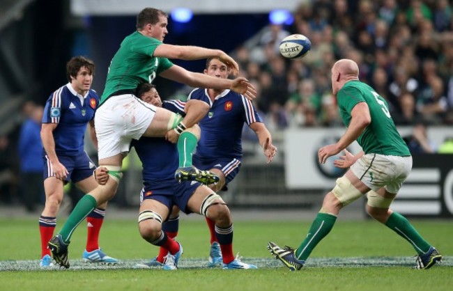 Maxime Machenaud, Damien Chouly and Alexandre Lapandry with Devin Toner and Paul O'Connell