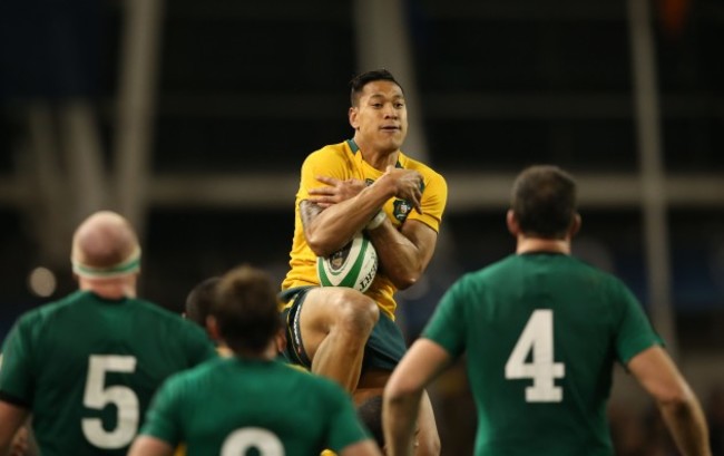 Israel Folau catches the ball