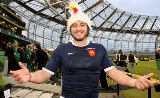 Maxime Medard celebrates after the game 13/2/2011