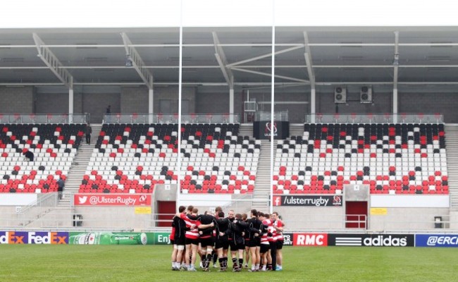 The Ulster team huddle