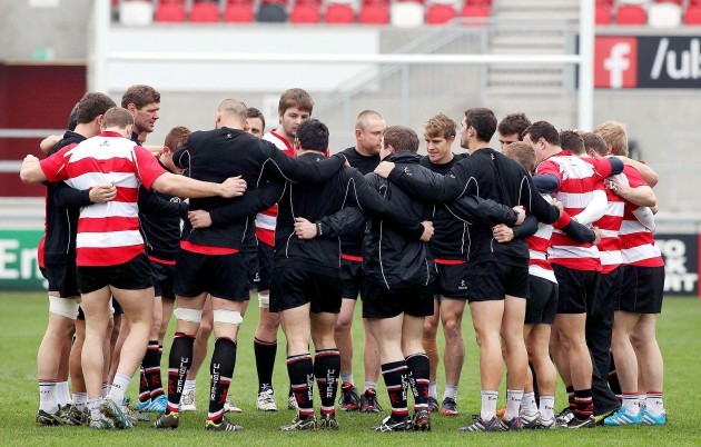The Ulster team huddle
