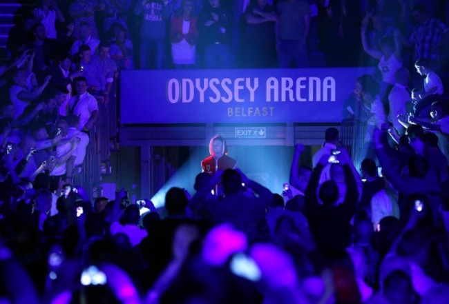 Carl Frampton enters the Odyssey Arena 4/4/2014
