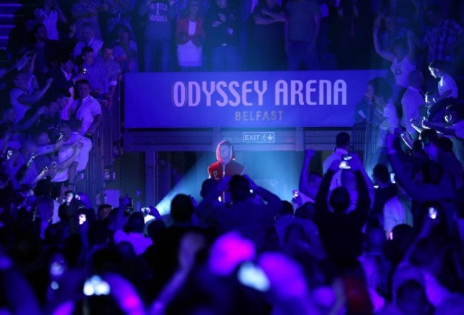 Carl Frampton enters the Odyssey Arena 4/4/2014