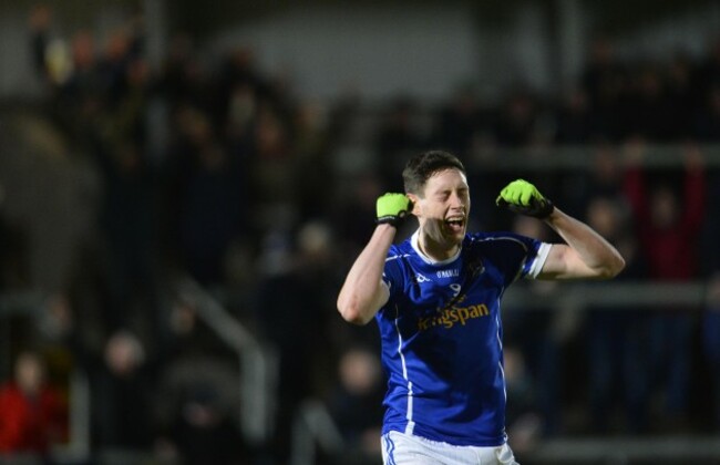Michael Argue celebrates at the final whistle 9/4/2014