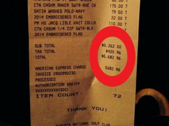 Golf receipt
