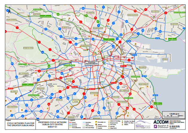 Cycle Lanes Dublin Map These Maps Show The Planned 2,840Km Of Cycle Routes For The Greater Dublin  Area