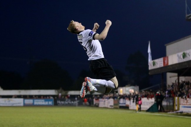 Chris Shields celebrates scoring the opening goal