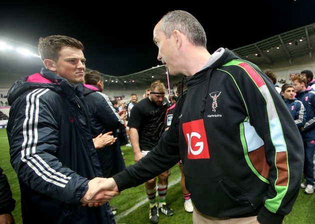 Peter Lydon and head coach Conor O'Shea after the game