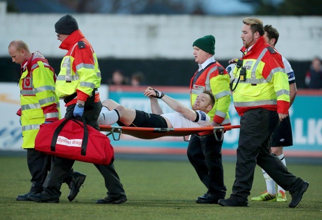 Stephen O'Donnell has to be stretchered off the pitch after injuring his knee