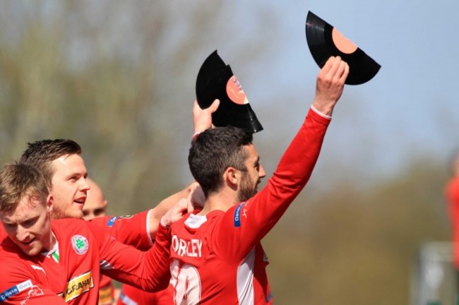 Joe Gormley celebrates his record breaking goal