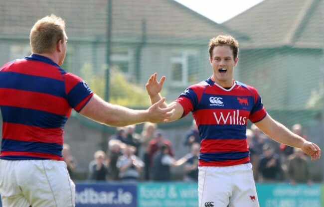 Peter DuToit celebrates his first try
