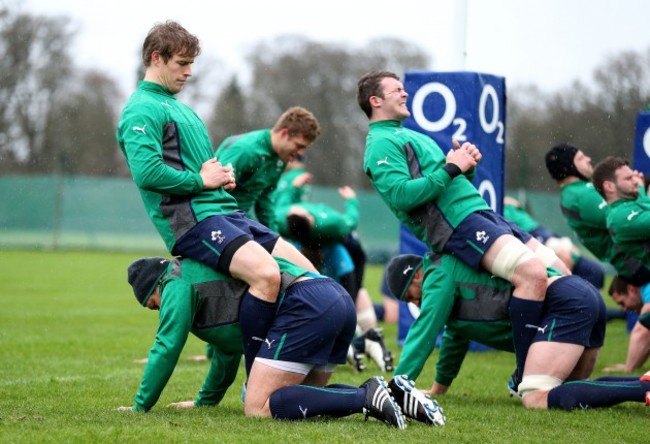 Andrew Trimble and Rory Best alongside Dan Touhy and Peter O'Mahony