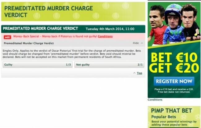 Paddy Power - Pistorious - Murder Verd