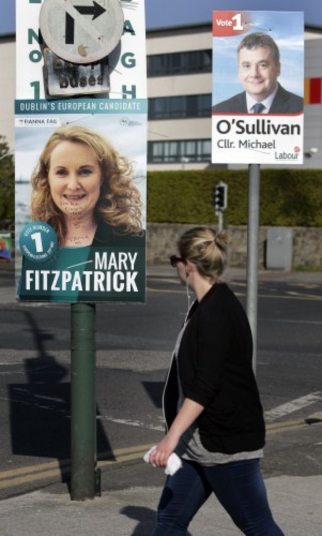 Election Posters. Pictured is a defaced