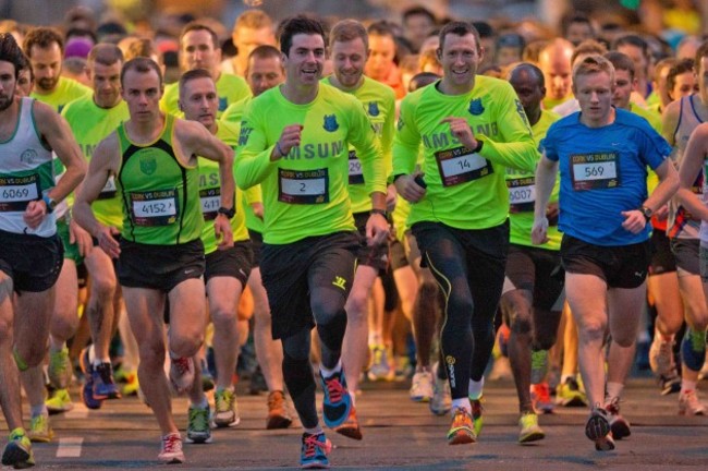 Michael Darragh MacAuley and Denis Bastick at the start of the race