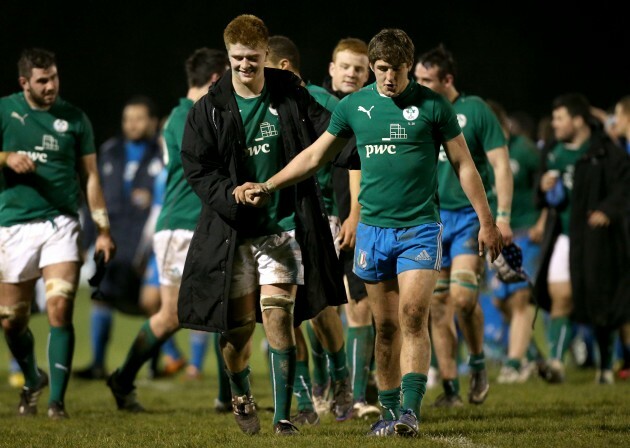 Sean O'Brien and Dan Goggin celebrate after the game