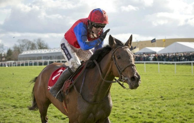 Ruby Walsh celebrates winning on Quevega