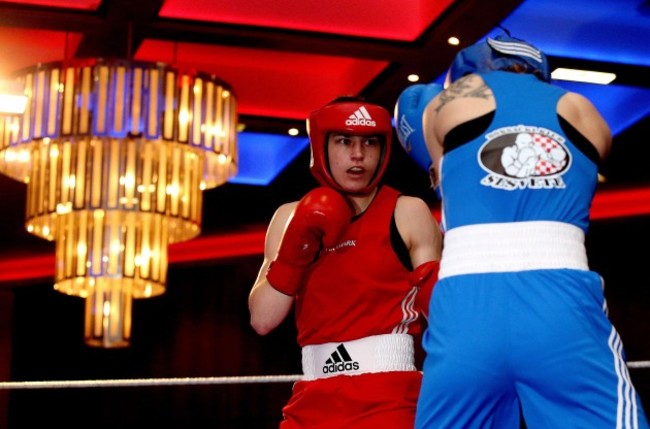 Katie Taylor in action against Marja Metric