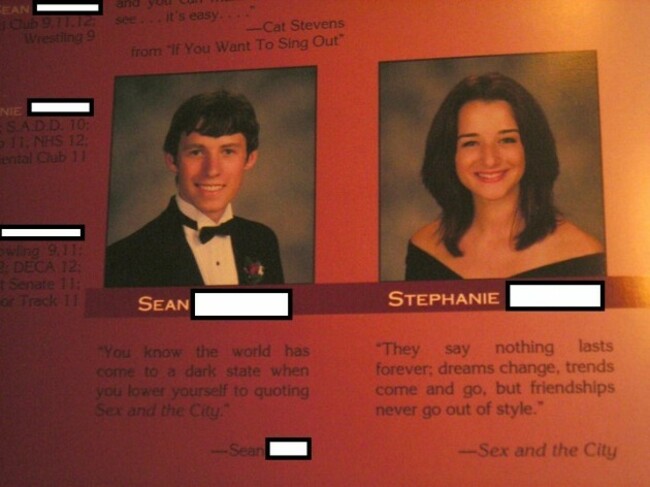 My sister's friend burned her via yearbook quote - Imgur