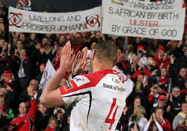 Johann Muller says farewell to the fans at Ravenhill