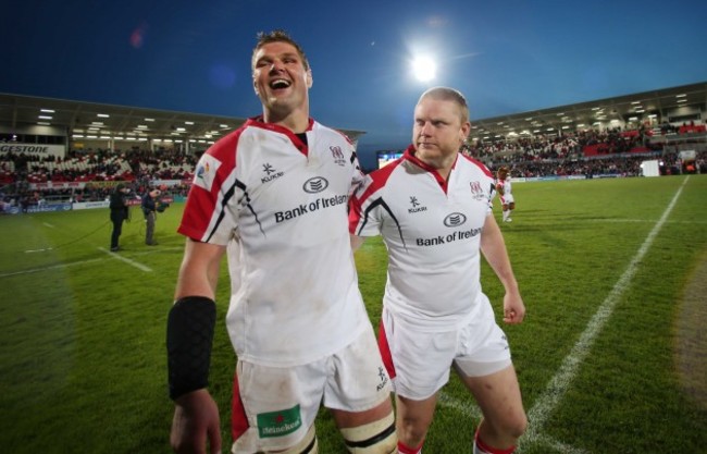 Johann Muller and Tom Court say farewell to the fans at Ravenhill