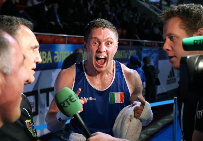 Jason Quigley celebrates