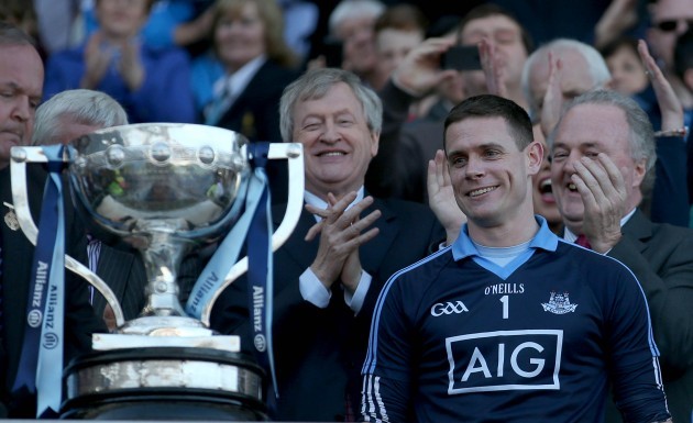 Dublin captain Stephen Cluxton with the Division 1 trophy
