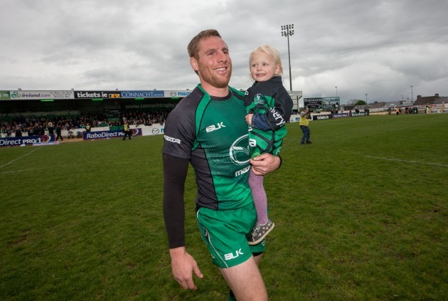 Gavin Duffy with his daughter Jessica after the game
