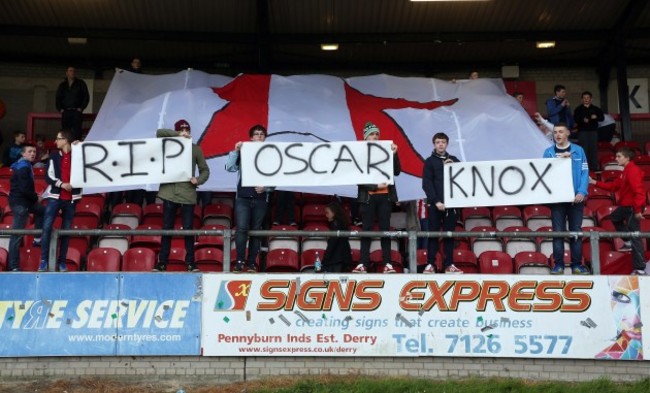 Derry fans pay tribute to Oscar Knox