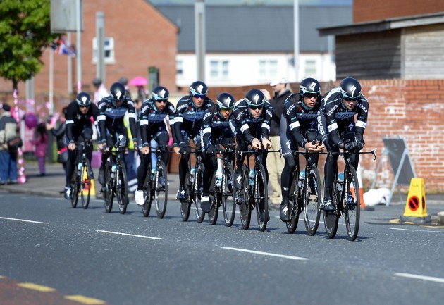 Team Sky during the morning warm up