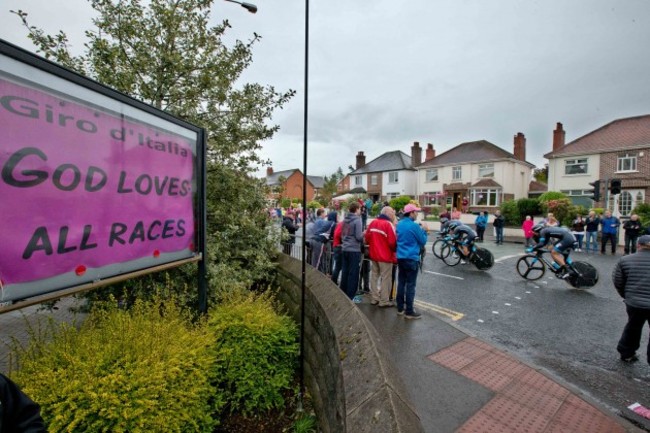 A sign outside a church as the teams make their way up the Newtonards Road